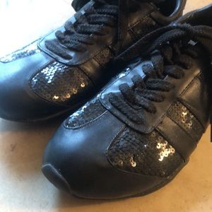 Joey black leather sequined sneakers. Excellent used condition sz 7